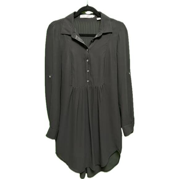 ABS Allen Schwartz Dresses & Skirts - ABS Allen Schwartz Black Shirt Dress Size 2 Sheer Overlay with Satin Slip